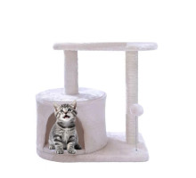 Домик для кошки с 2 когтеточками 2-х уровневый круглый c 1 прямоугольной лежанкой