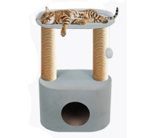 Домик для кошки с 2 когтеточками 2-х уровневый полуклуглый c 1 лежанкой