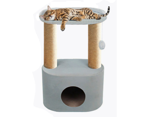 Домик для кошки с 2 когтеточками 2-х уровневый полуклуглый c 1 лежанкой