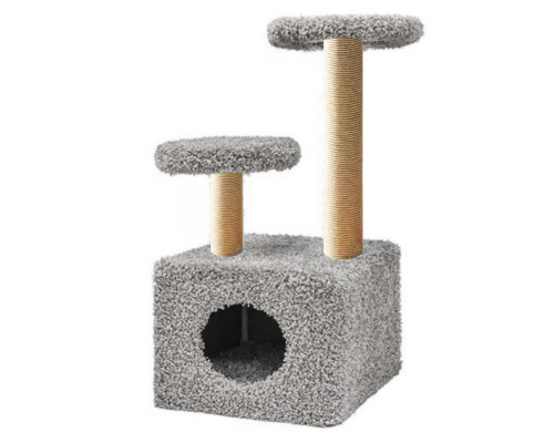 Домик для кошки с когтеточкой 3-х уровневый квадратный